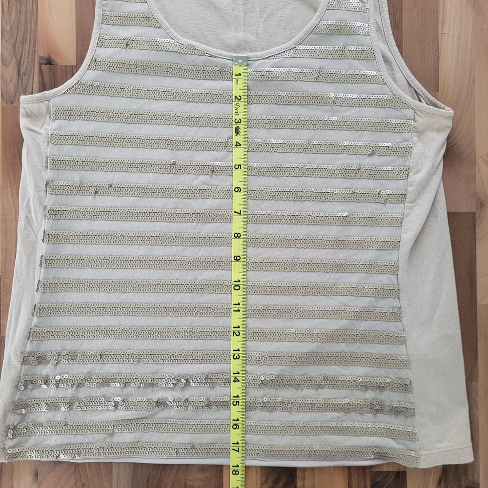 Chico's Stella Stripped Sequin Tank Top Tan/ Champagne SZ 2 (Large) - Picture 9 of 10